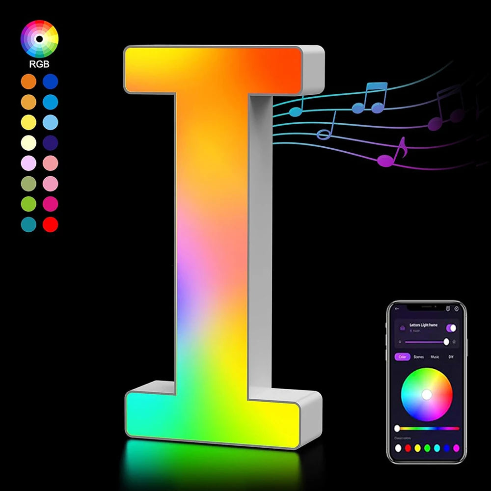 Smart LED Alphabet Letter Lights – App & Voice Controlled RGB Night Light for Bedroom Wall Décor
