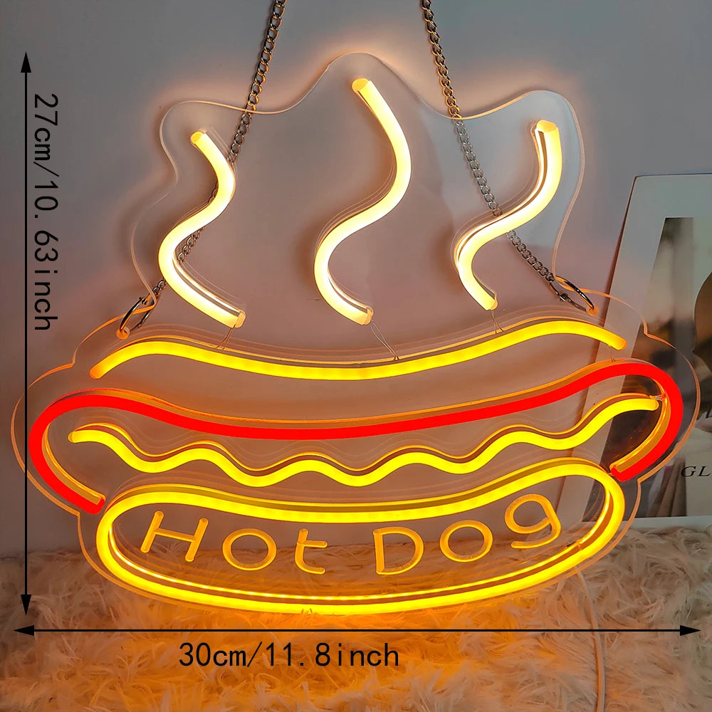 Fries Pizza Neon Wall Light USB for wall accent lighting