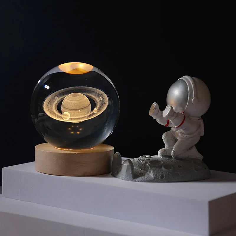 Galaxy Crystal Ball LED Night Light – 3D Moon Planet Lamp for Home Décor & Gifts