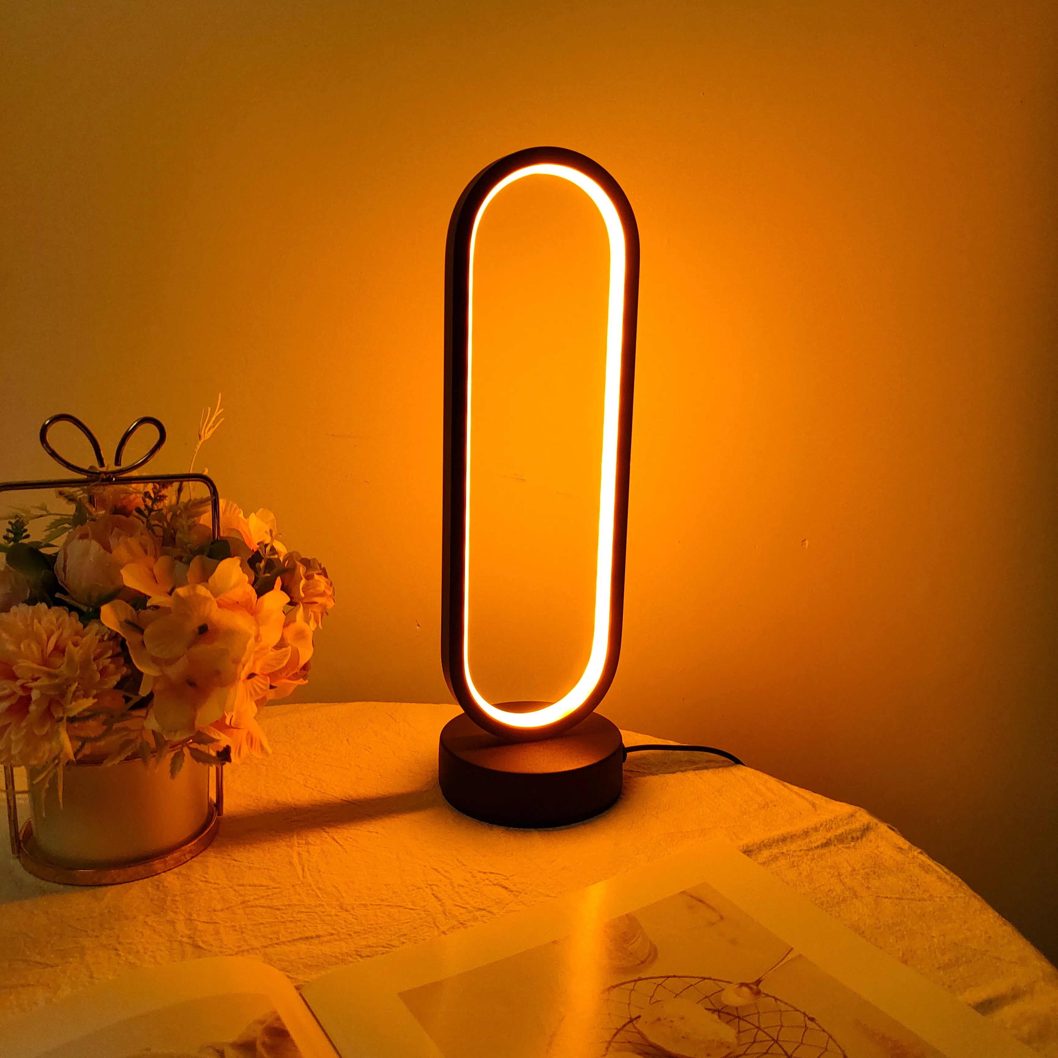 Three Colour Dimming Desk Lamp Dimmable USB close-up product view, in black