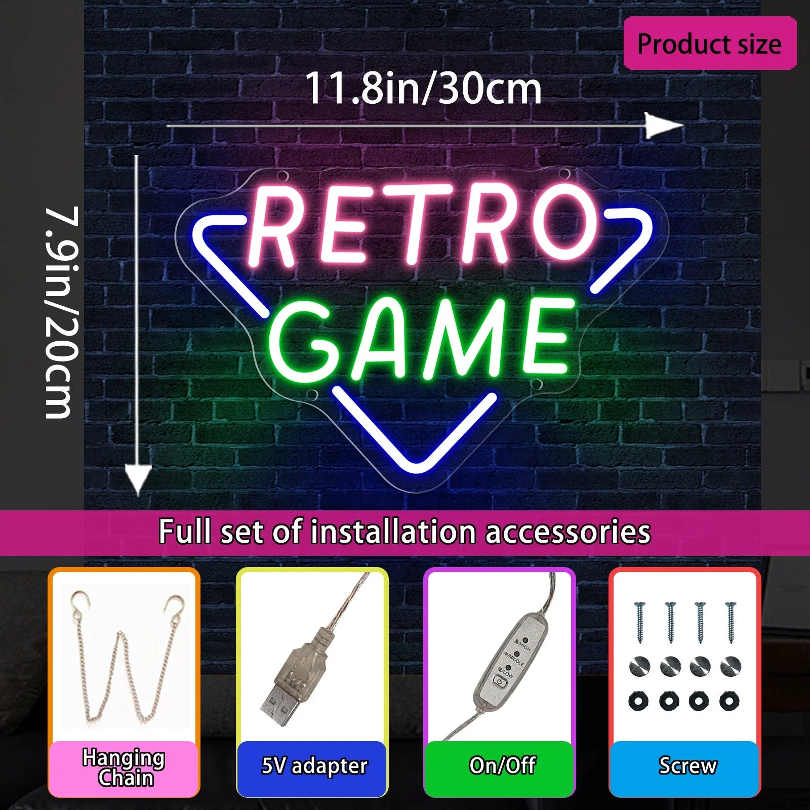 Game Neon Sign Neon Wall Light USB for soft bedroom ambience