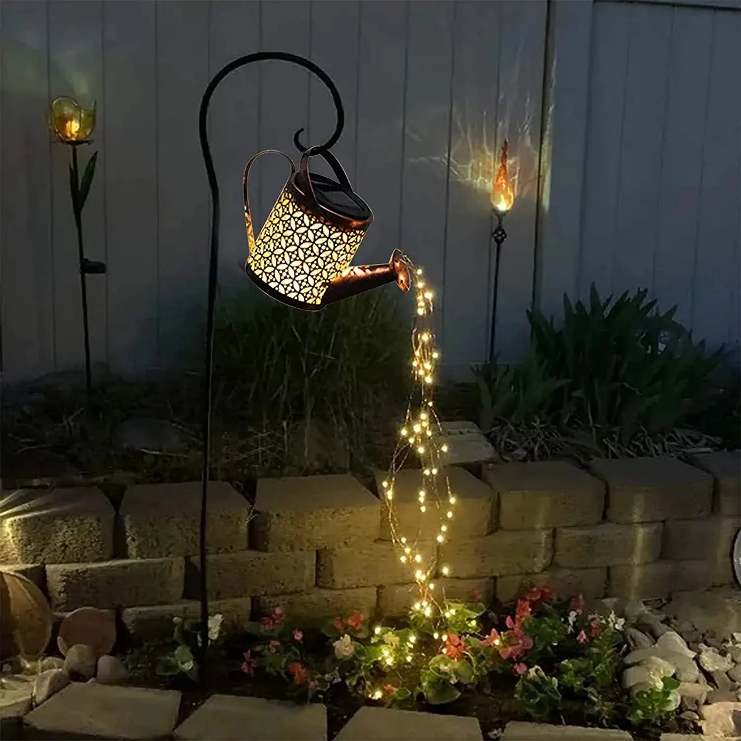 Solar-Powered Watering Can Garden Light