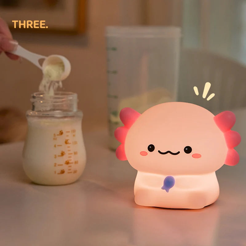Axolotl Baby Night Light – USB Rechargeable Silicone Touch Kids Sleep Light