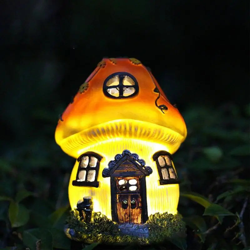 Solar-Powered Mushroom House Light – Enchanting Garden Decor