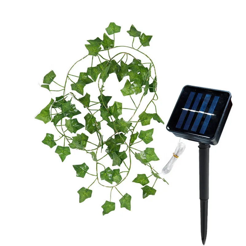 Solar Leaf & Flower LED String Garland – Outdoor Garden Curtain Fairy Lights