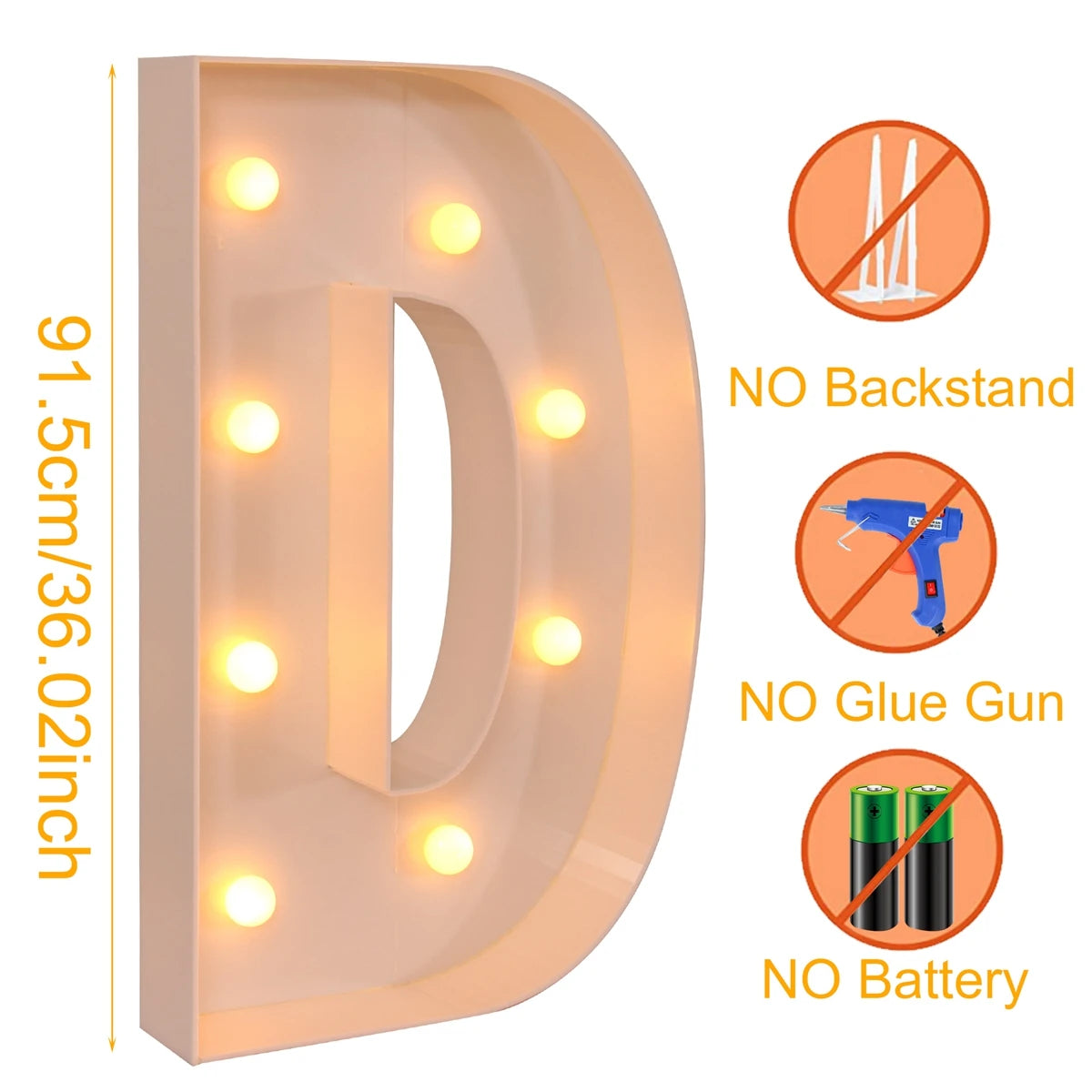 Giant LED Letter Light Frame Box – 91.5cm DIY Name Balloon Filling Box for Parties
