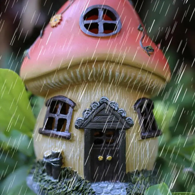 Solar-Powered Mushroom House Light – Enchanting Garden Decor