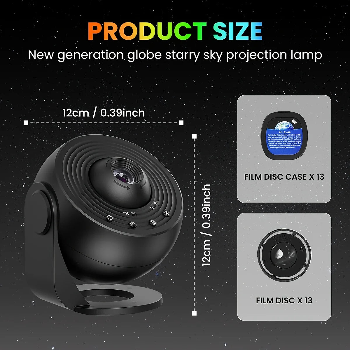 Star Projector Night Light Dimmable Remote Control design detail view