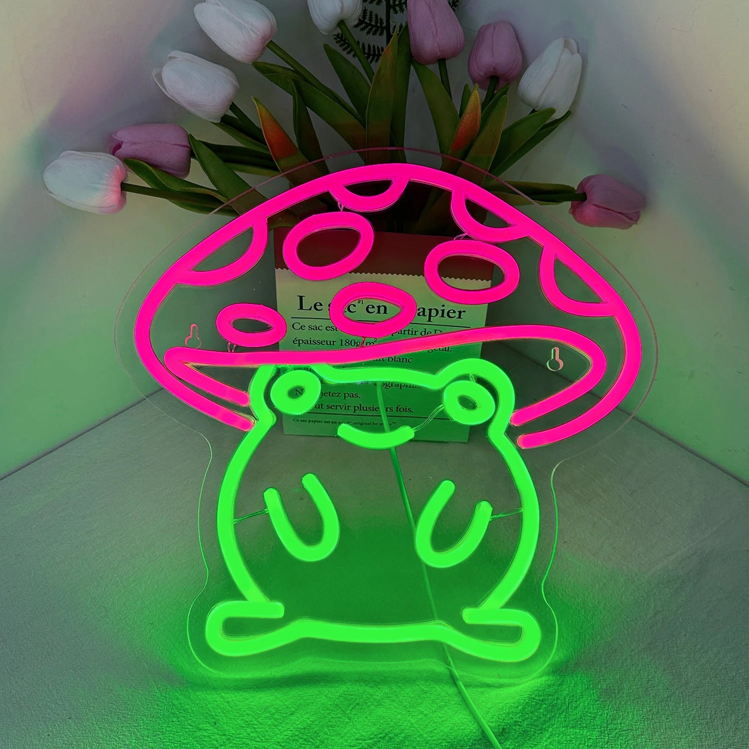 Frog & Mushroom LED Neon Light – Whimsical USB Wall Decor