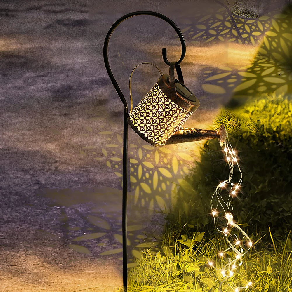 Solar-Powered Watering Can Garden Light