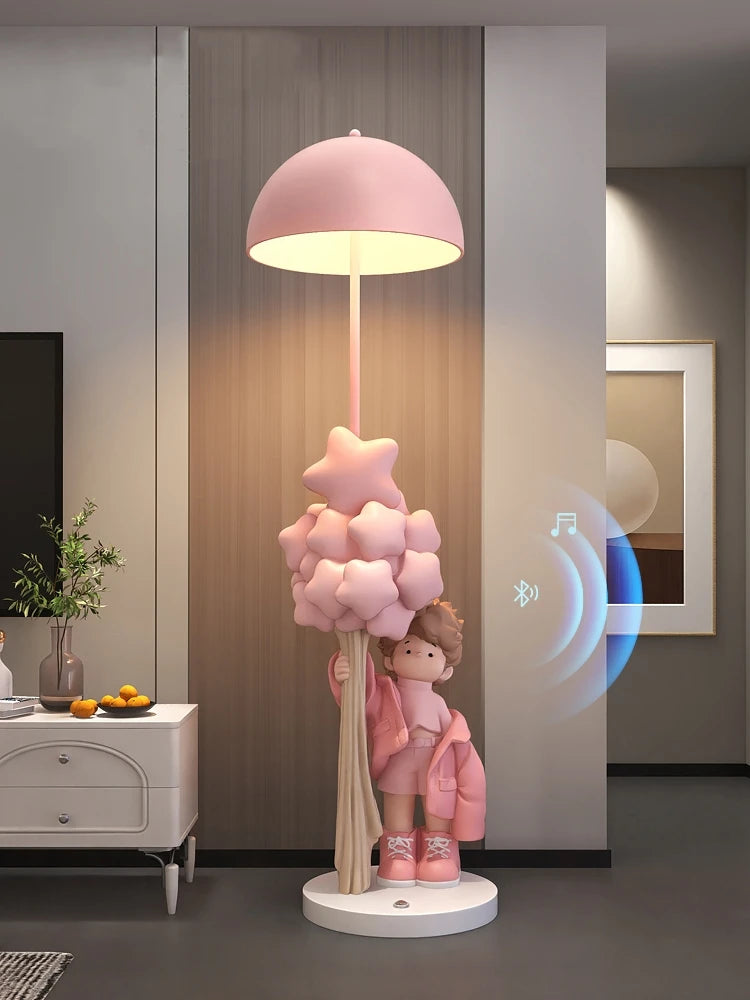 Luminous Boy Statue Floor Lamp – 160cm LED Bluetooth Speaker Sculpture for Living Room