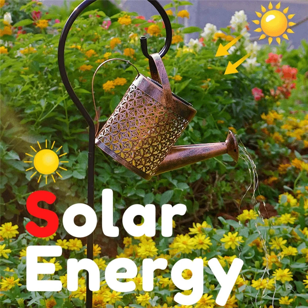 Solar-Powered Watering Can Garden Light