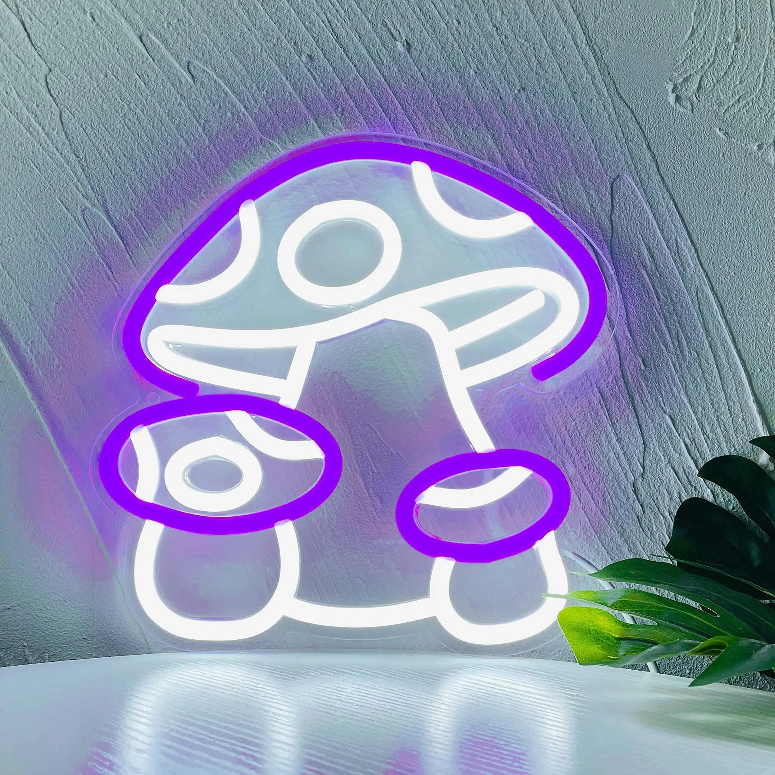 Glowing Purple Mushroom LED Neon Wall Light – Dimmable USB Lamp