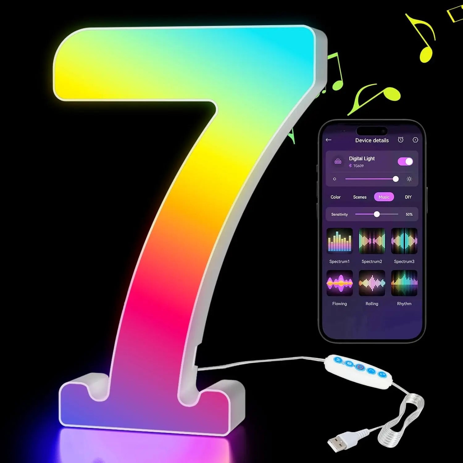 Smart LED Alphabet Letter Lights – App & Voice Controlled RGB Night Light for Bedroom Wall Décor