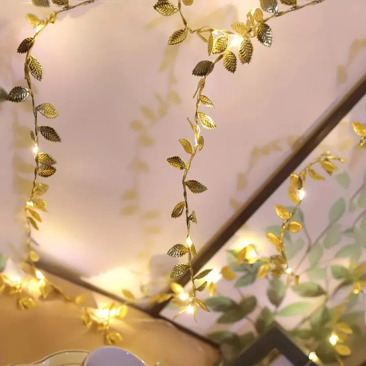 Golden & Silver Leaf Fairy Waterproof Light String