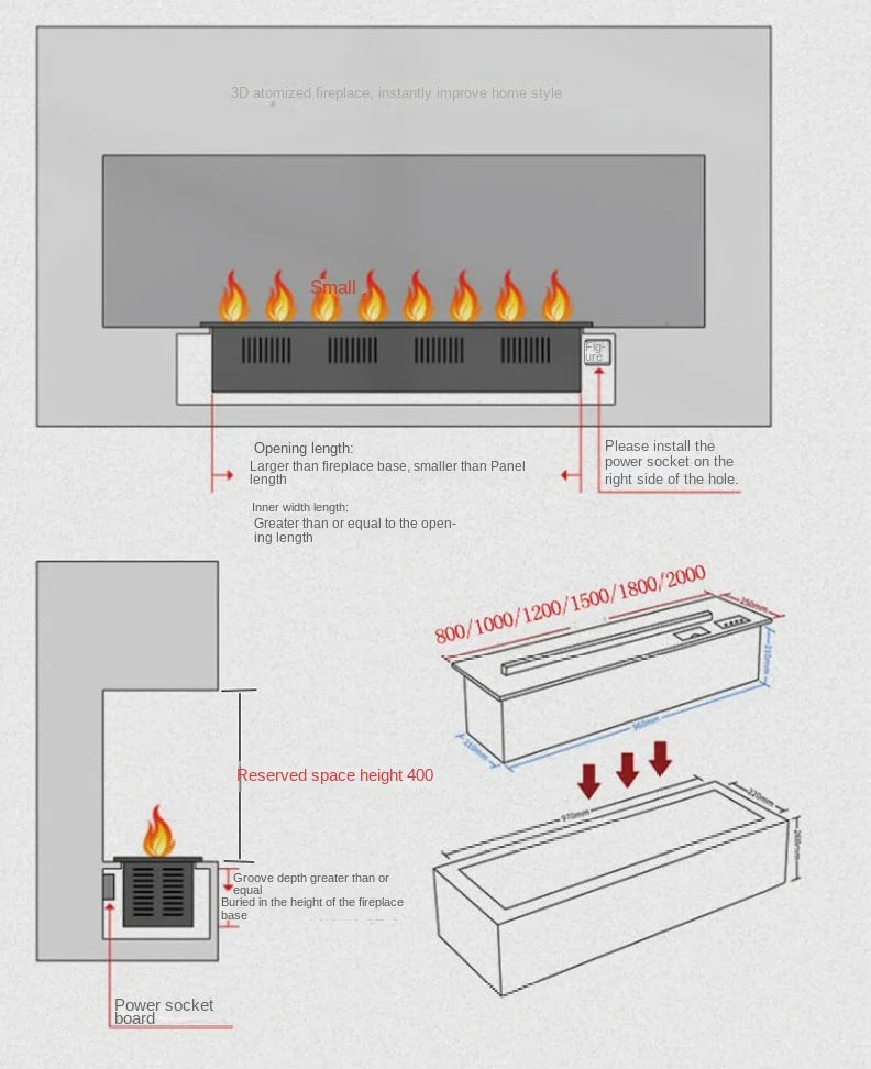 Smart 3D Water Vapor Flame Bar