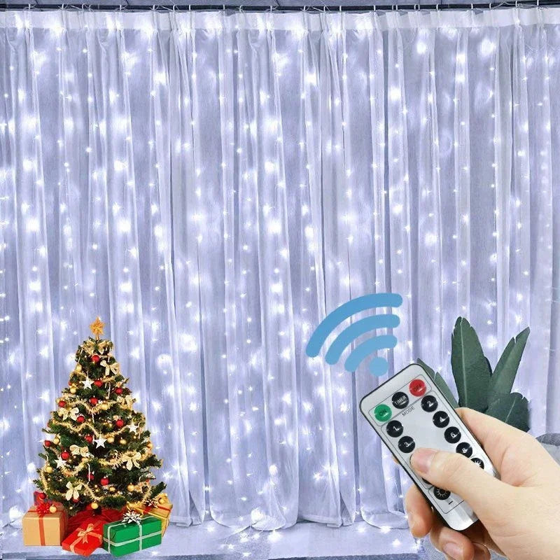 USB-powered curtain string lights