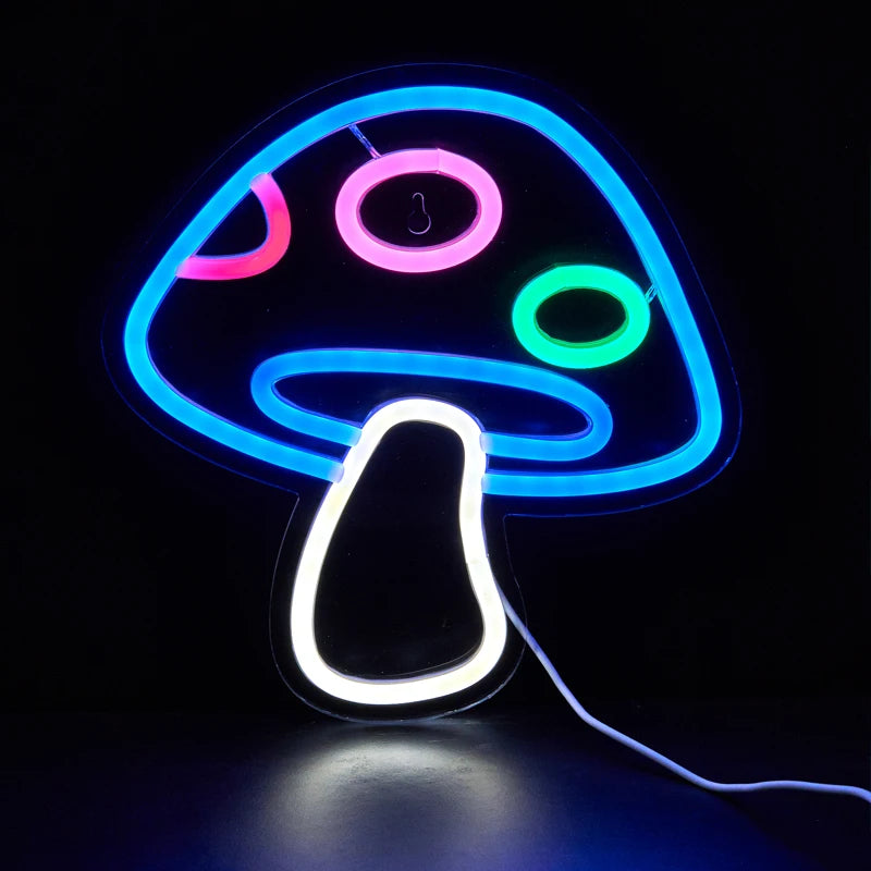 Electric Blue LED Mushroom Neon Wall Light – USB Powered