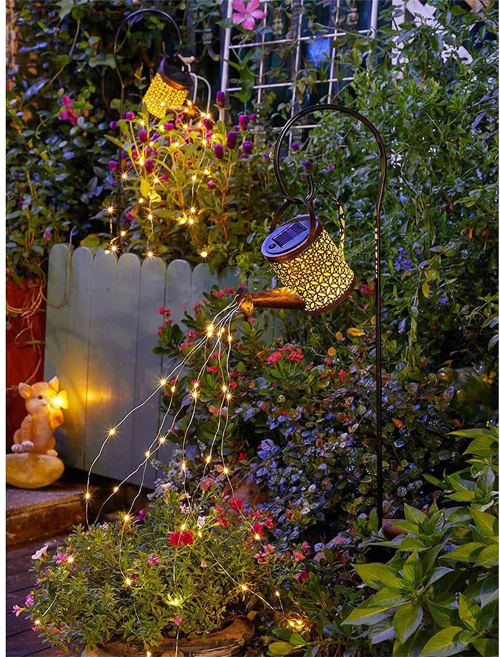 Solar-Powered Watering Can Garden Light