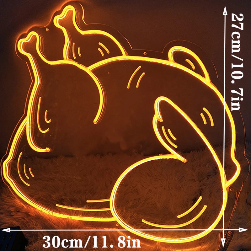 Fries Pizza Neon Wall Light USB for wall accent lighting