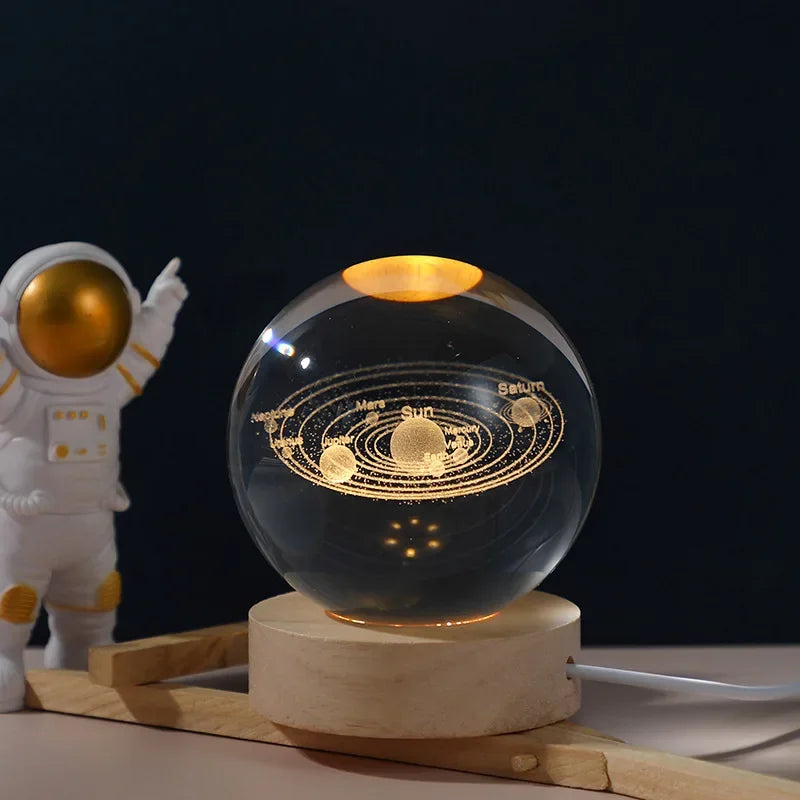 Galaxy Crystal Ball LED Night Light – 3D Moon Planet Lamp for Home Décor & Gifts