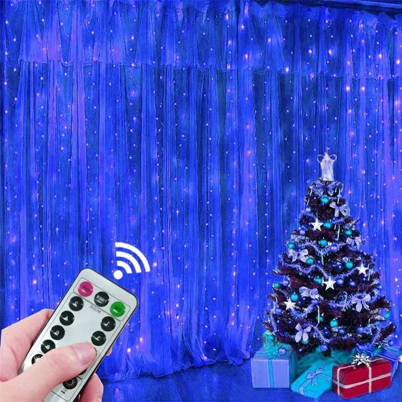 USB-powered curtain string lights