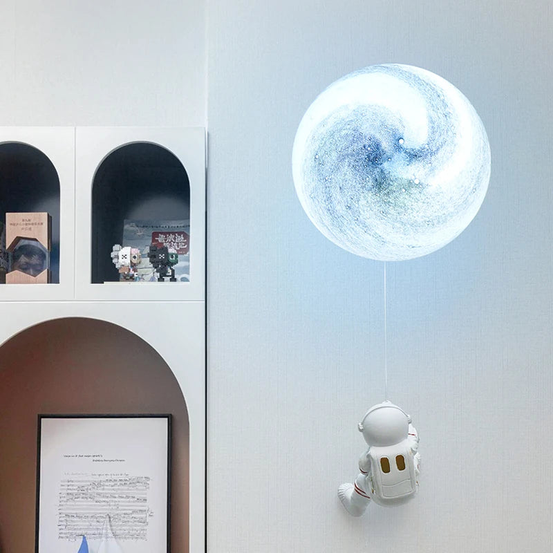 Astronaut Moon LED Wall Lamp - Copper Minimalist Night Light close-up product view
