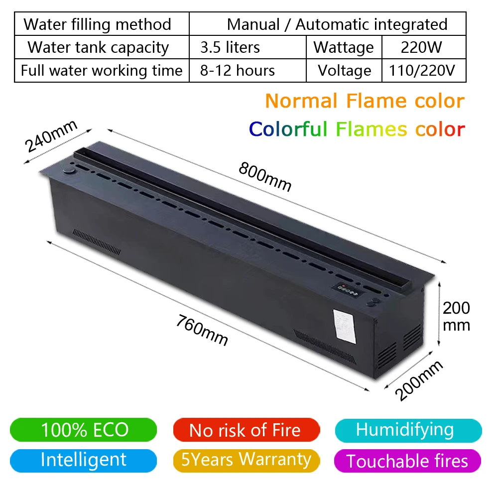 Smart 3D Water Vapor Flame Bar