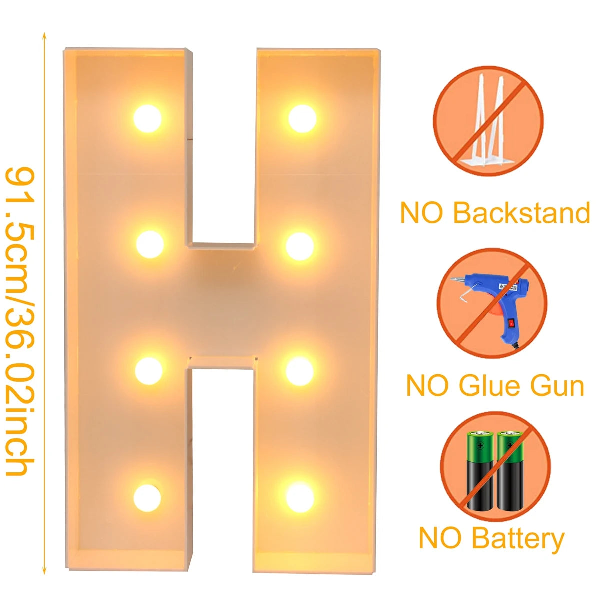 Giant LED Letter Light Frame Box – 91.5cm DIY Name Balloon Filling Box for Parties