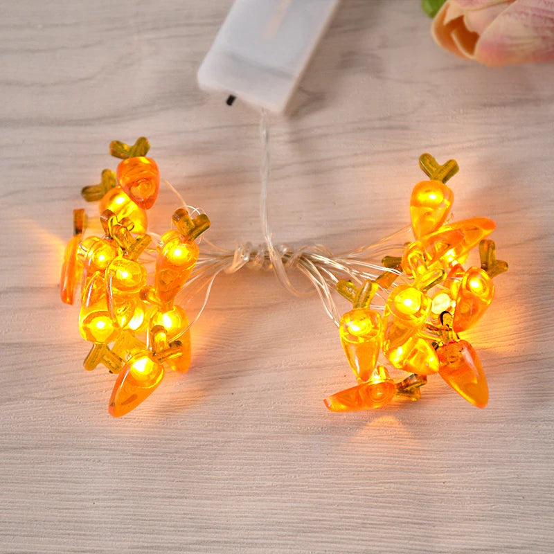Easter Bunny, Egg & Carrot LED Fairy String Lights