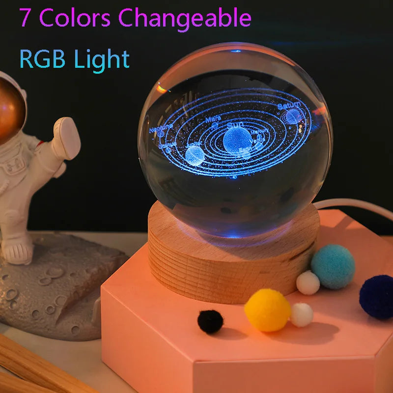 Crystal Projector Night Light USB Color-Changing close-up product view