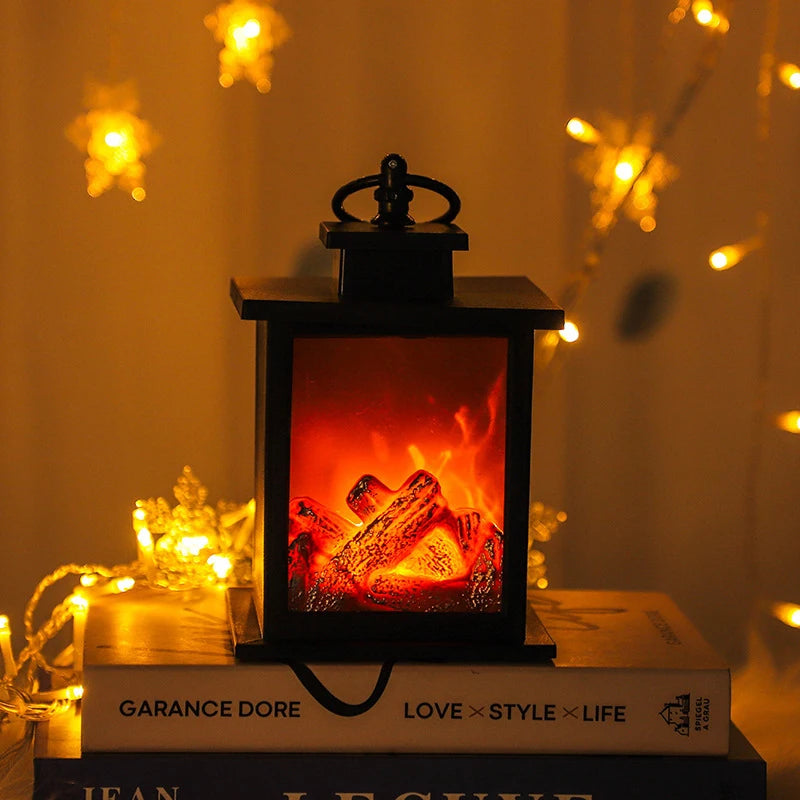Portable LED Fireplace Lantern – Cozy, Flickering Flame Effect