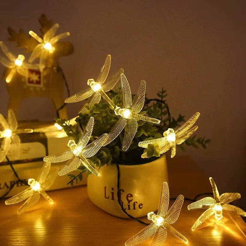 Solar Dragonfly String Lights with Battery Option