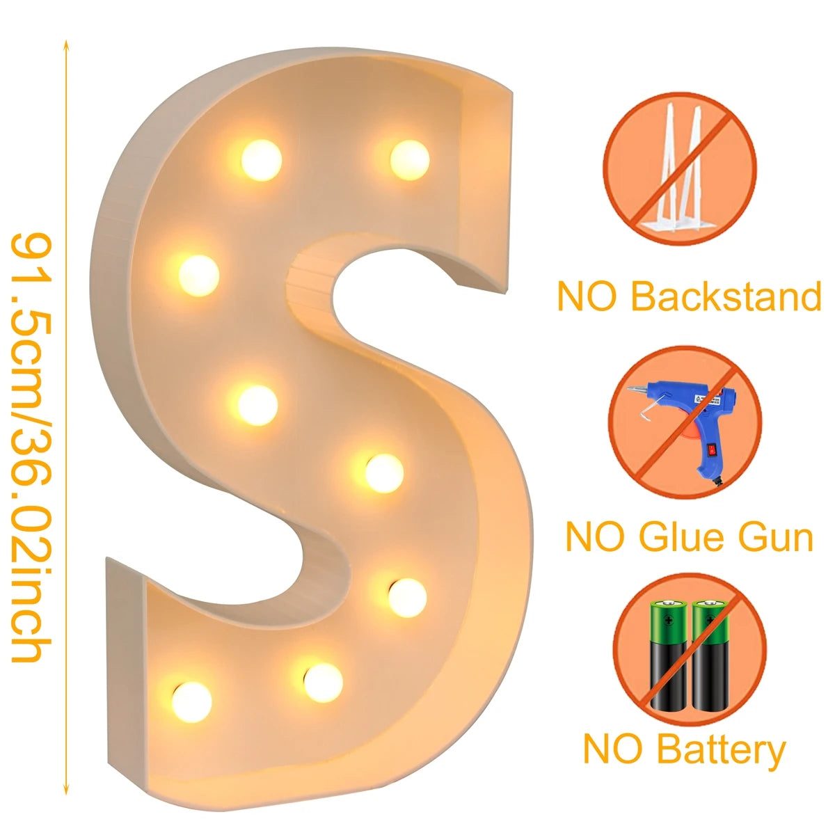 Giant LED Letter Light Frame Box – 91.5cm DIY Name Balloon Filling Box for Parties