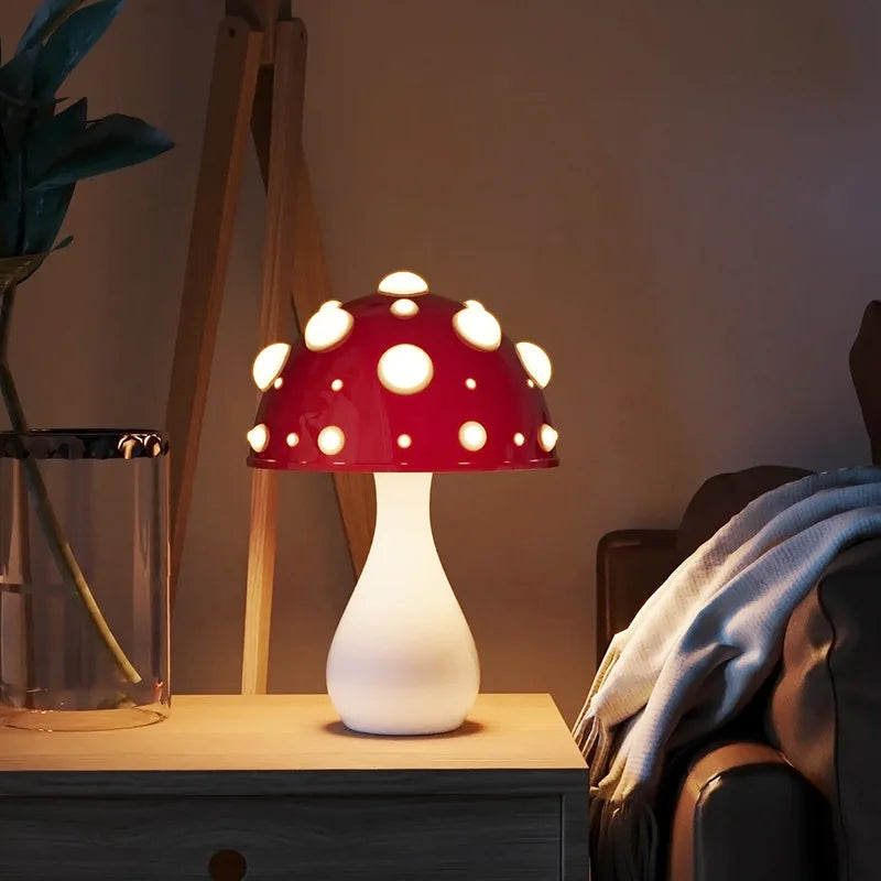 Tall Amanita Mushroom Table Lamp – Nature-Inspired Elegance