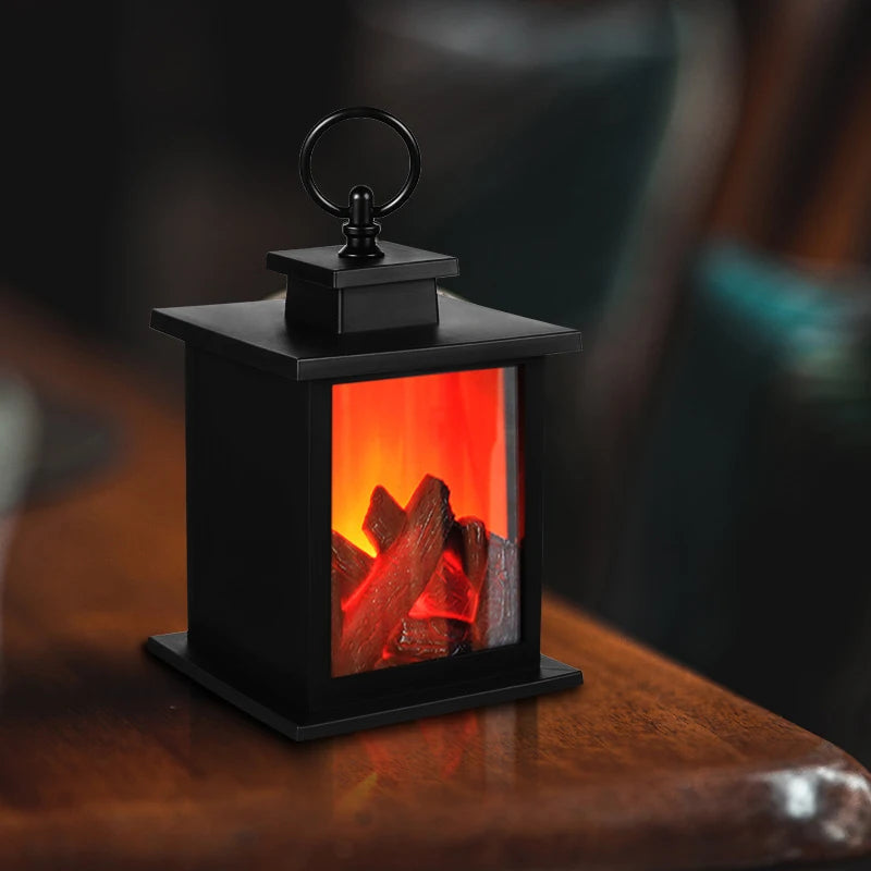 Portable LED Fireplace Lantern – Cozy, Flickering Flame Effect