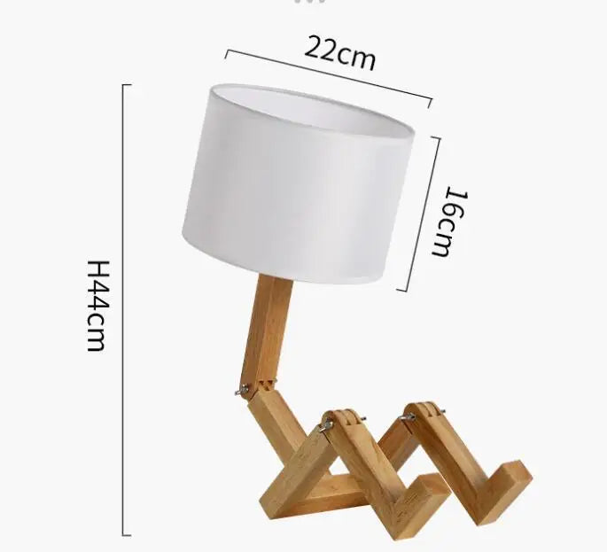 Wooden Robot Desk Desk Lamp USB decorative lighting detail