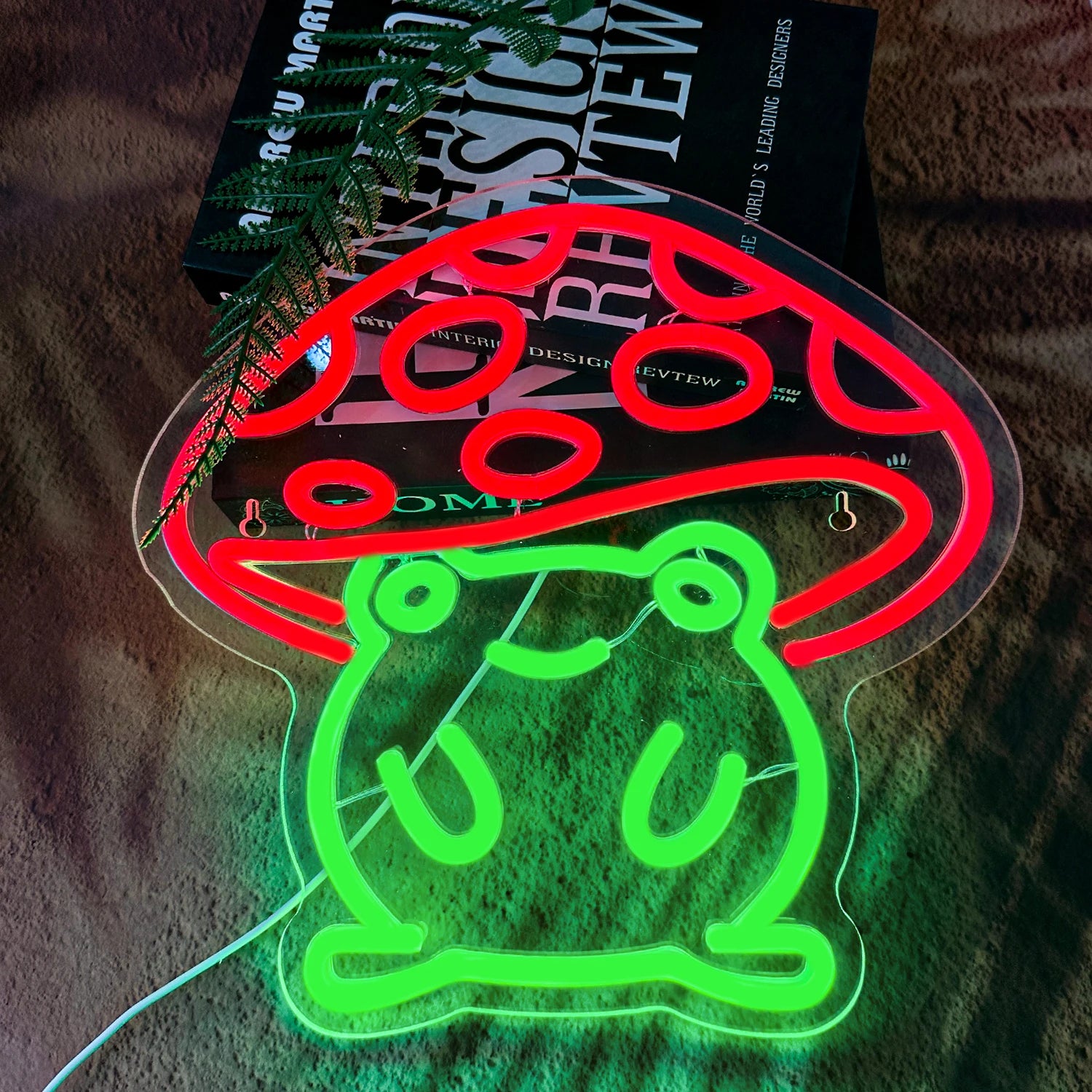 Frog & Mushroom LED Neon Light – Whimsical USB Wall Decor