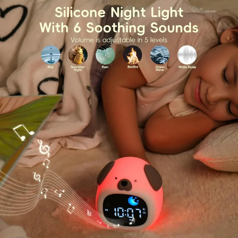 Puppy Sleep Training Alarm Clock for Kids – Night Light Toddler Wake-Up Light