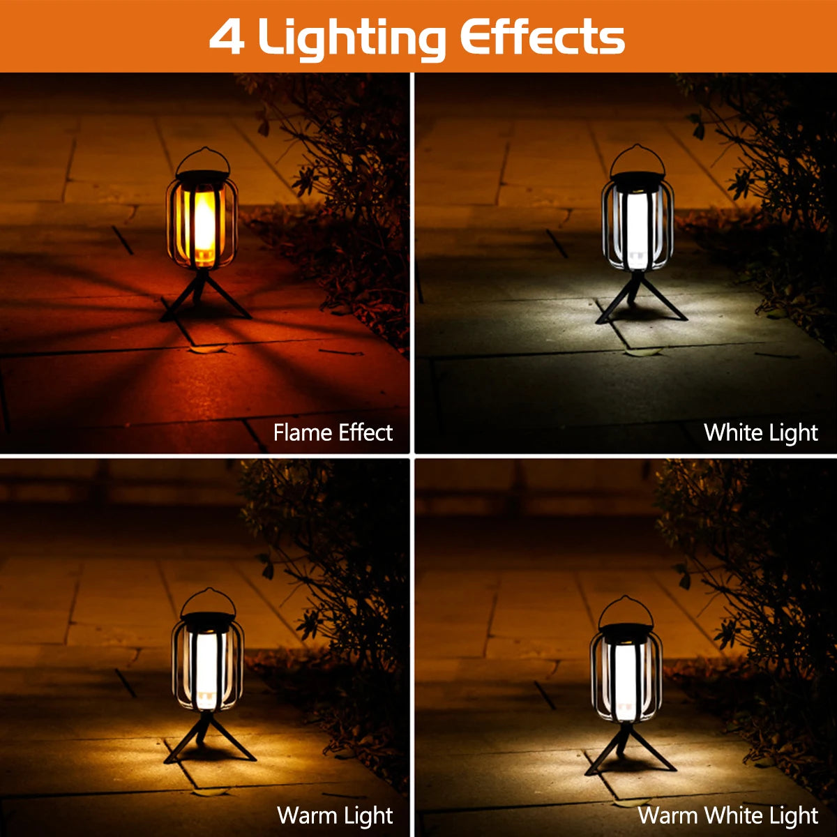Solar & USB Flame Lantern – IP65 Waterproof Outdoor Wall Lamp with 4 Lighting Modes