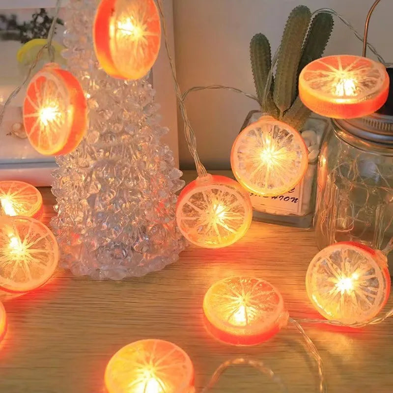Lemon & Orange Slice LED String Lights – Fruit Garland Battery Fairy Lights