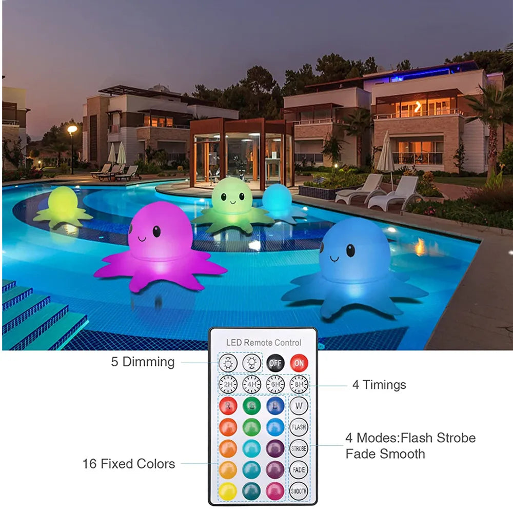 Waterproof RGB Floating Octopus Pool Light