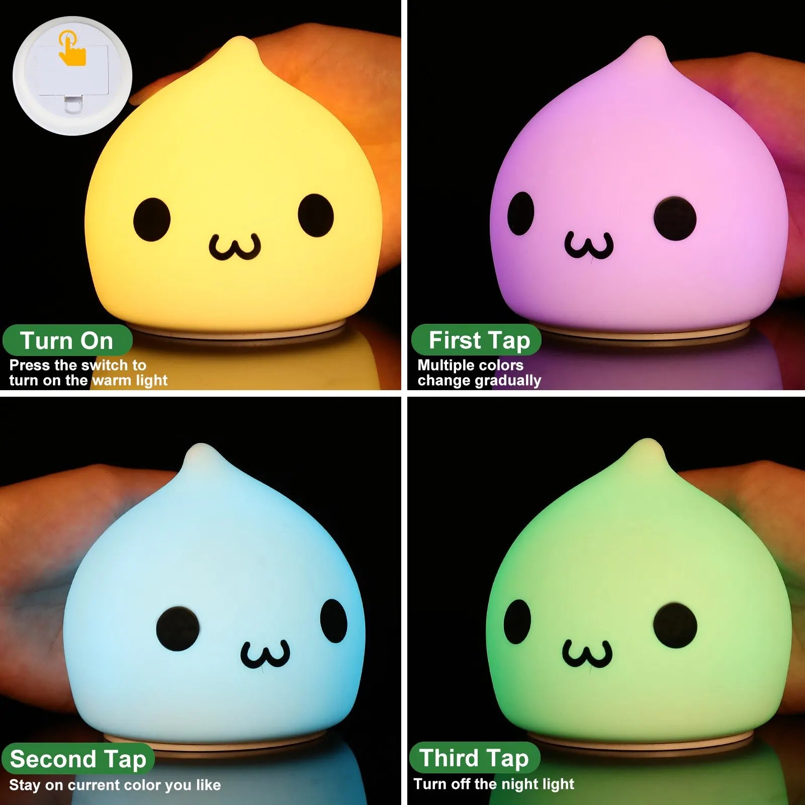 Kawaii Raindrop Silicone Nightlight