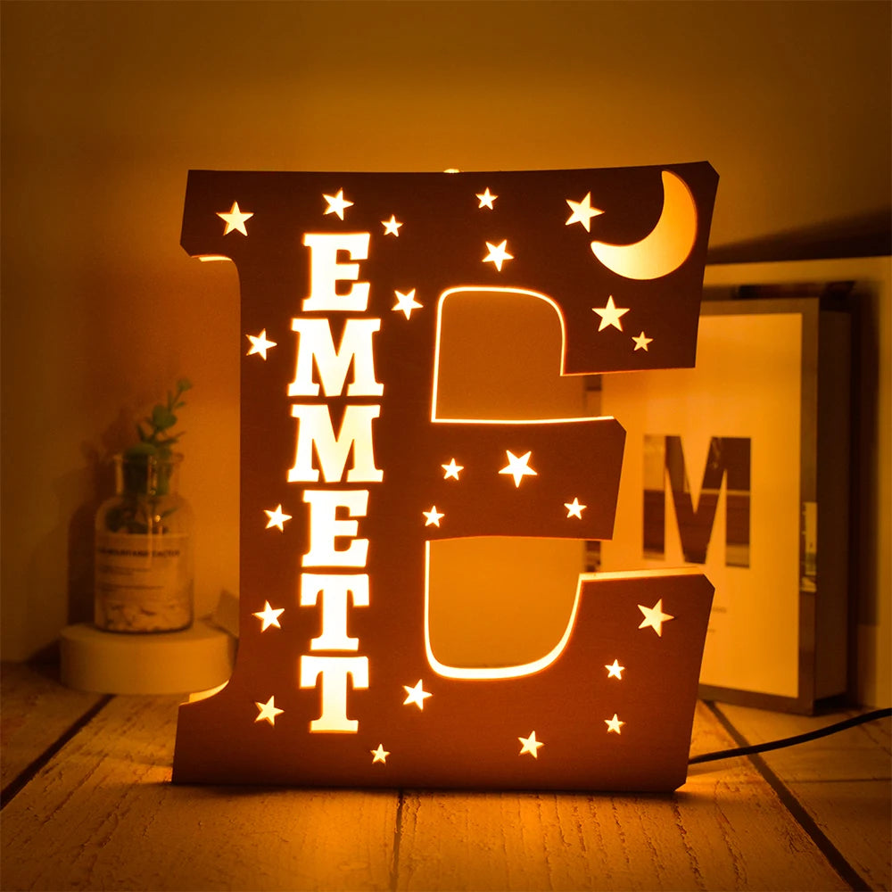 Custom Name LED Night Light – Personalised Star Wall Lamp for Bedroom, Nursery & Gift