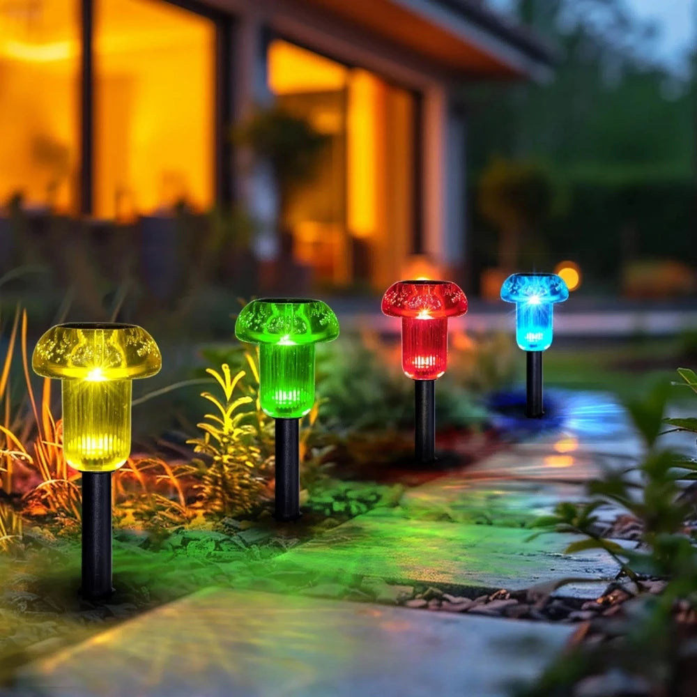 Solar-Powered LED Mushroom Garden Lights – Colorful Outdoor Illumination
