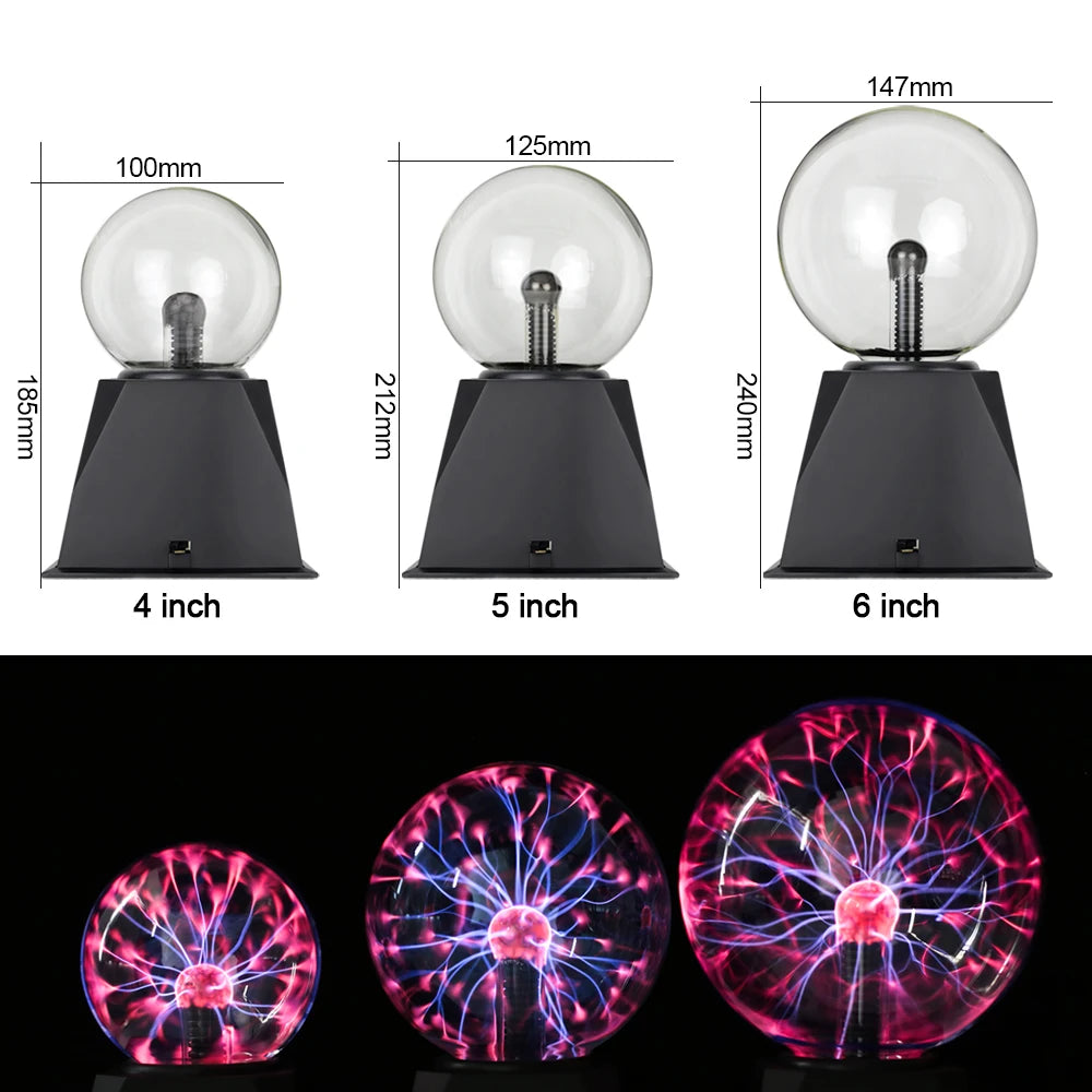 Magic Crystal Plasma Ball Lamp – LED Novelty Night Light in 3–8 Inch Sizes