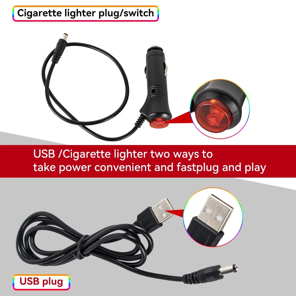 RGB Car Ambient Foot Light – USB Wireless Remote & App Control Interior LED Strip
