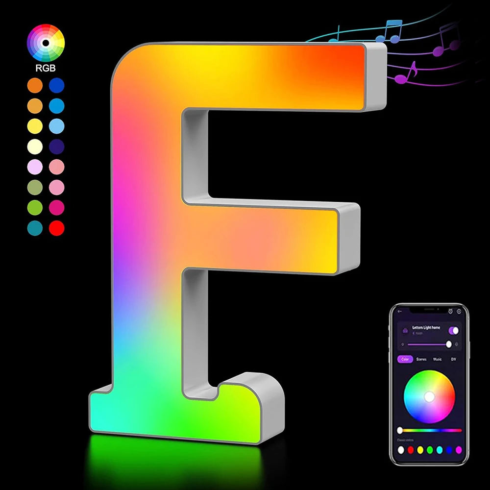 Smart LED Alphabet Letter Lights – App & Voice Controlled RGB Night Light for Bedroom Wall Décor