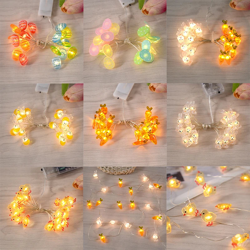 Easter Bunny, Egg & Carrot LED Fairy String Lights