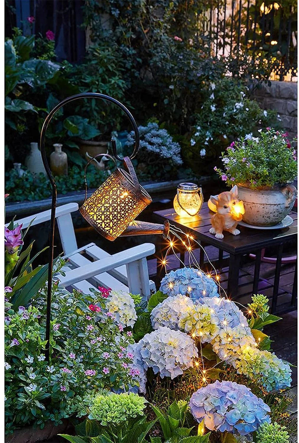 Solar-Powered Watering Can Garden Light